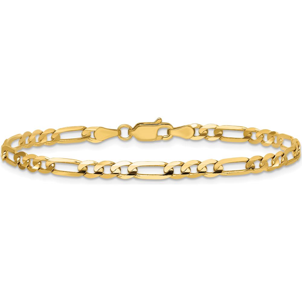 14K Yellow Gold 4mm Polished Concave Open Figaro Chain Anklet - 9 Inches by Oro Pregiato
