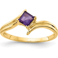 14K Yellow Gold 4mm Princess Cut Amethyst Ring - 0.33 Carat Total Amethyst Weight by Monteluci Fine Jewelry
