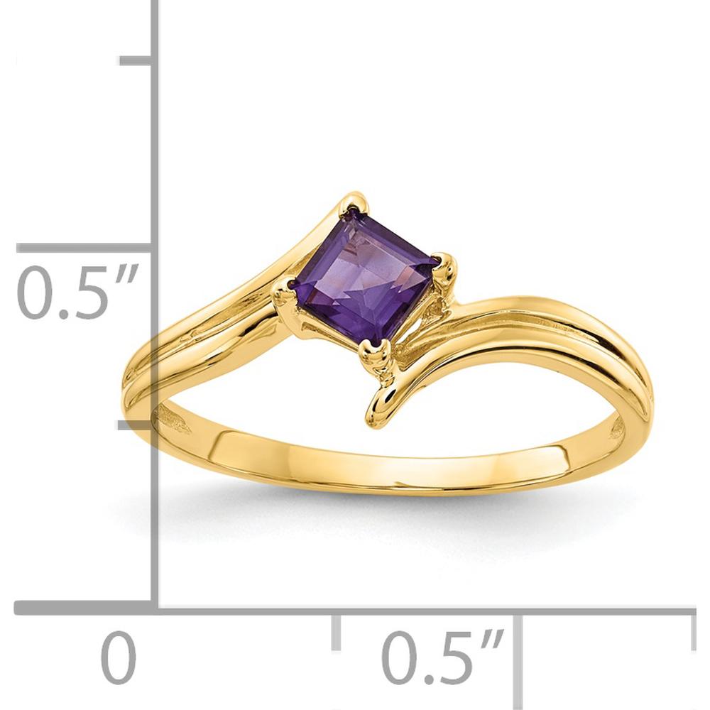 14K Yellow Gold 4mm Princess Cut Amethyst Ring - 0.33 Carat Total Amethyst Weight by Monteluci Fine Jewelry