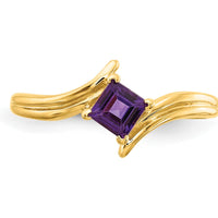 14K Yellow Gold 4mm Princess Cut Amethyst Ring - 0.33 Carat Total Amethyst Weight by Monteluci Fine Jewelry