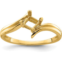 14K Yellow Gold 4mm Princess Cut Gemstone Ring Mounting - Customizable for Any Gemstone by Monteluci Fine Jewelry