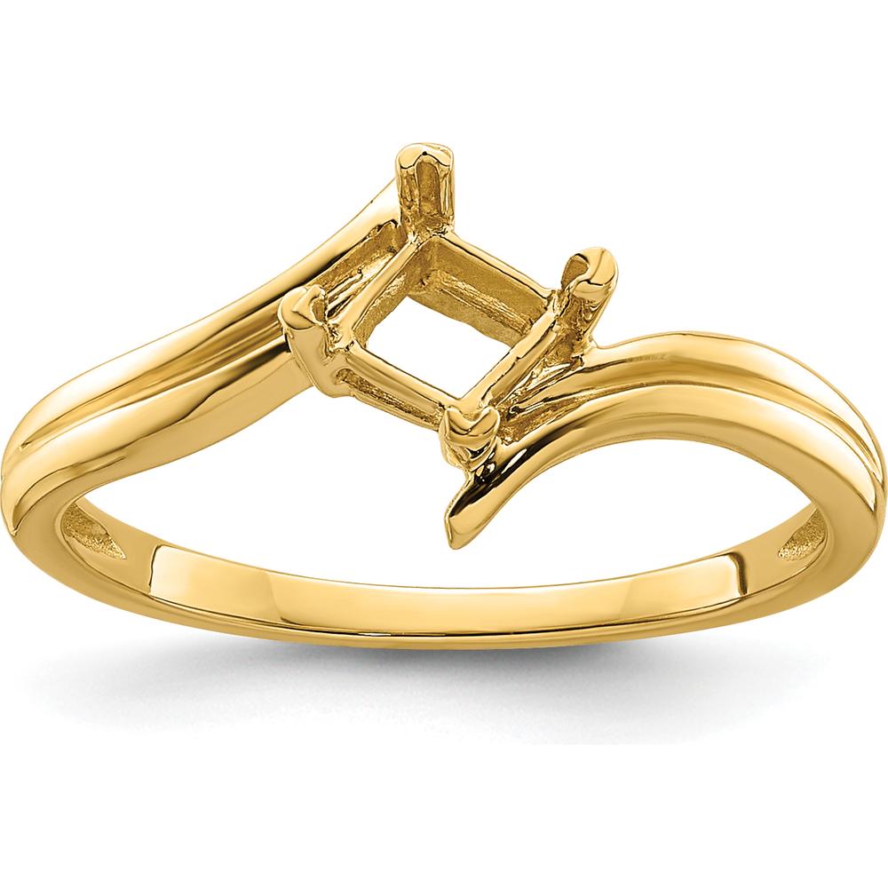 14K Yellow Gold 4mm Princess Cut Gemstone Ring Mounting - Customizable for Any Gemstone by Monteluci Fine Jewelry