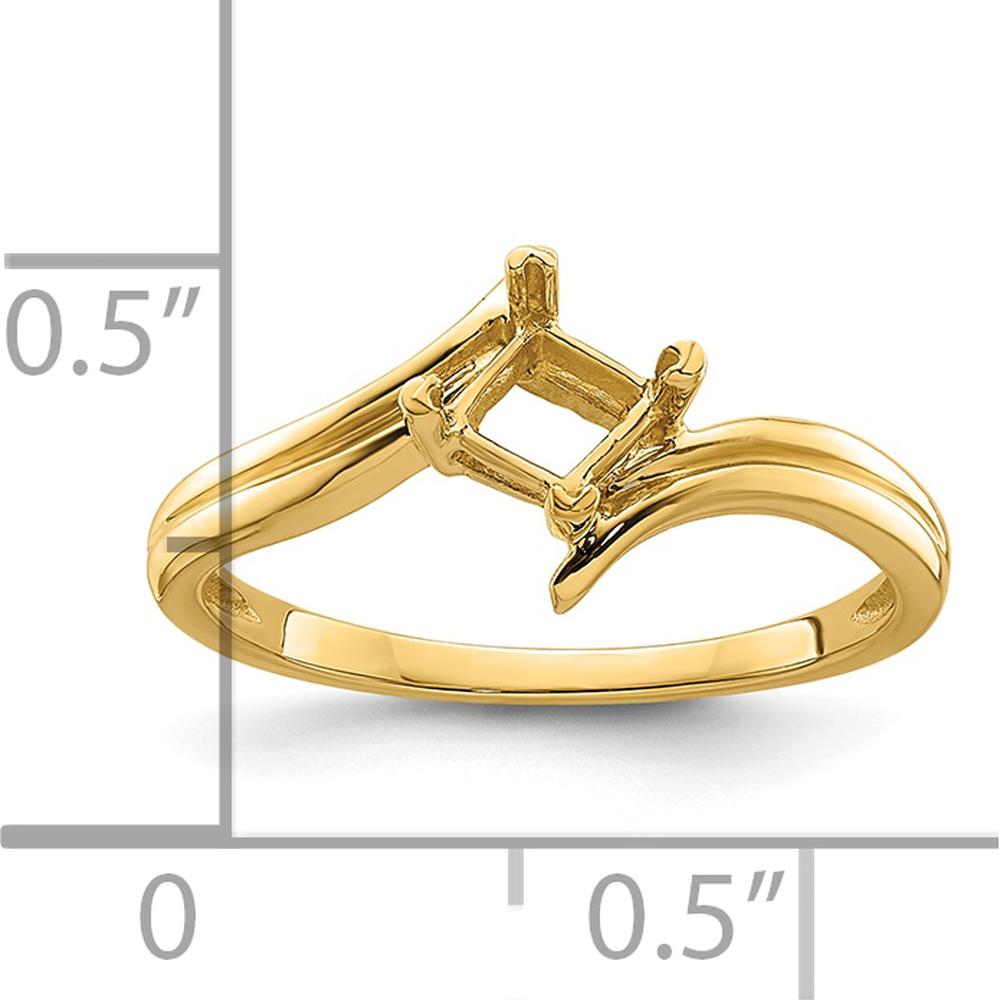 14K Yellow Gold 4mm Princess Cut Gemstone Ring Mounting - Customizable for Any Gemstone by Monteluci Fine Jewelry