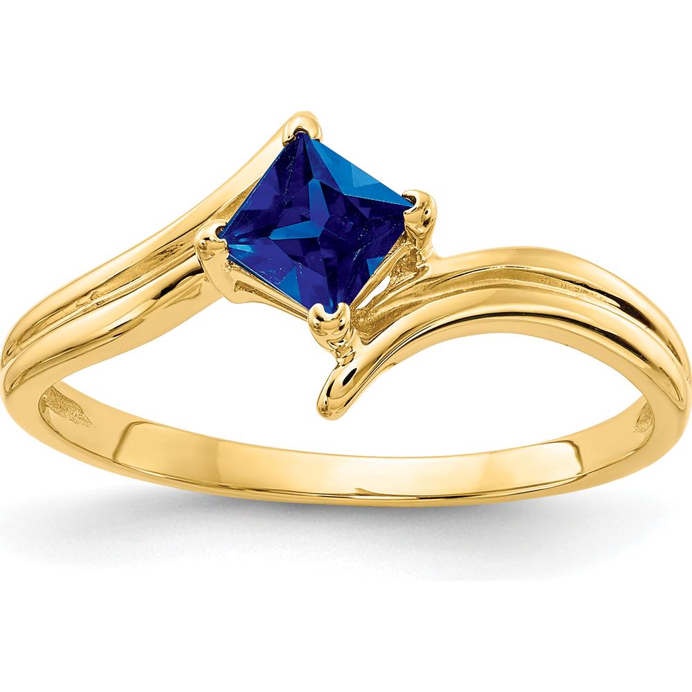 14K Yellow Gold 4mm Princess Cut Sapphire Ring - 0.48 Carat Total Sapphire Weight by Monteluci Fine Jewelry
