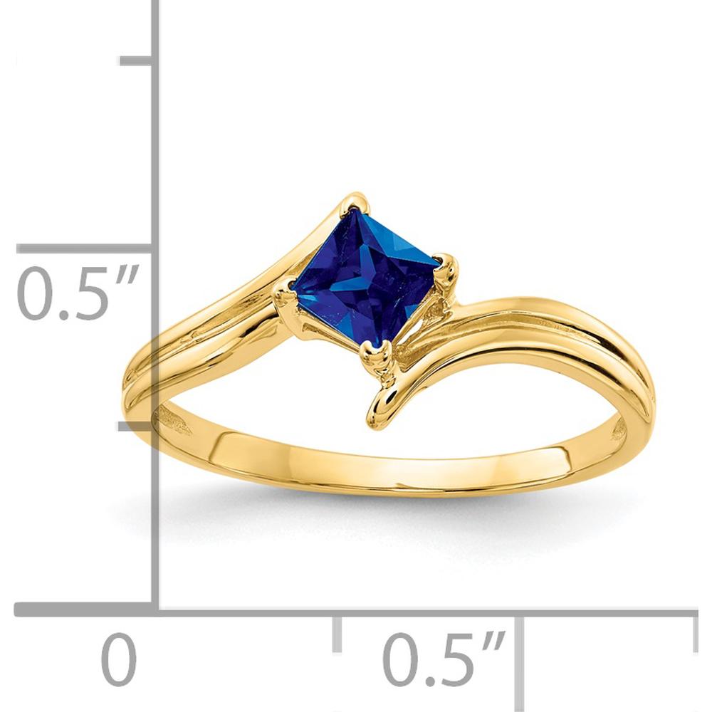 14K Yellow Gold 4mm Princess Cut Sapphire Ring - 0.48 Carat Total Sapphire Weight by Monteluci Fine Jewelry