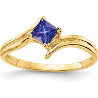 14K Yellow Gold 4mm Princess Cut Tanzanite Ring - 0.35 Carat Total Gemstone Weight by Monteluci Fine Jewelry