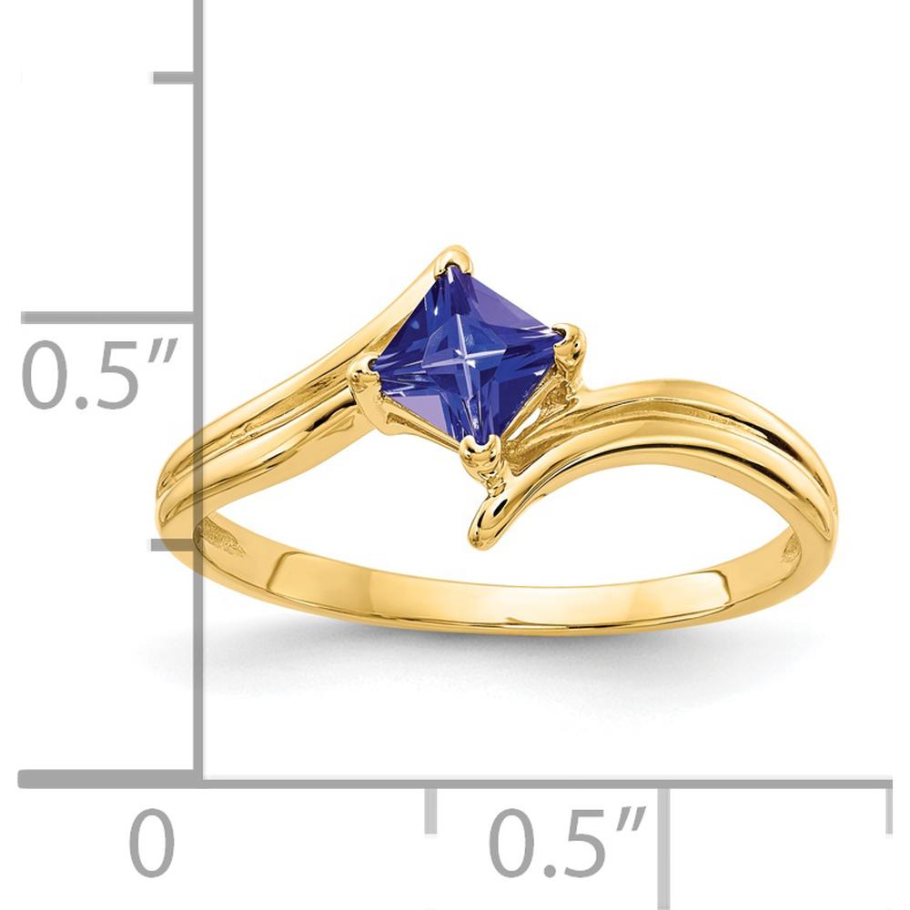 14K Yellow Gold 4mm Princess Cut Tanzanite Ring - 0.35 Carat Total Gemstone Weight by Monteluci Fine Jewelry
