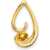 14K Yellow Gold 4mm Round Citrine Teardrop Pendant - 0.25 Carat Total Citrine Weight by Lumare Gioia