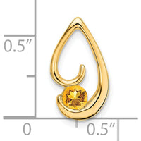 14K Yellow Gold 4mm Round Citrine Teardrop Pendant - 0.25 Carat Total Citrine Weight by Lumare Gioia