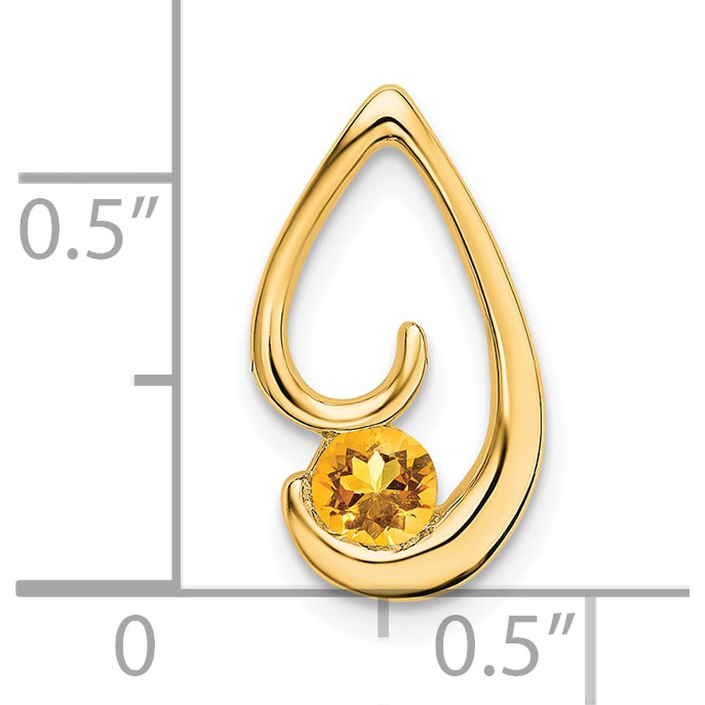 14K Yellow Gold 4mm Round Citrine Teardrop Pendant - 0.25 Carat Total Citrine Weight by Lumare Gioia