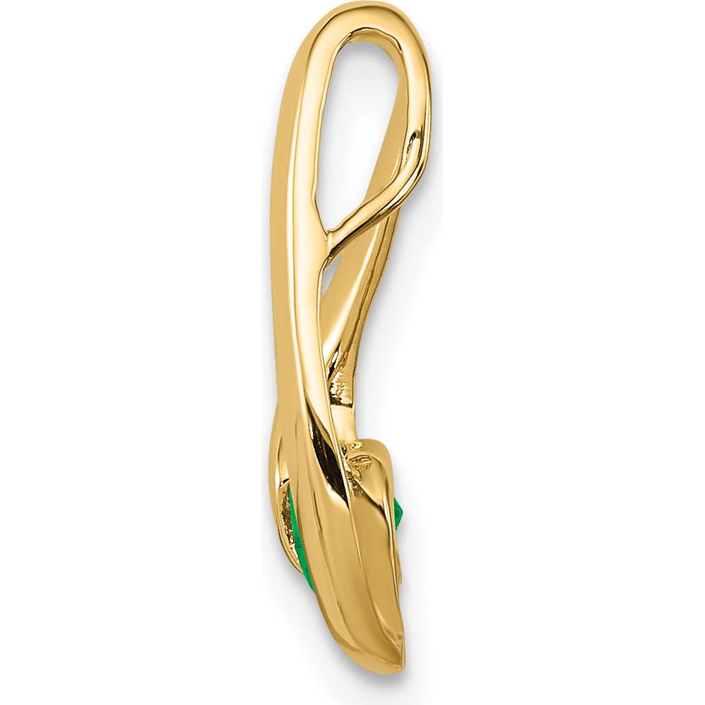 14K Yellow Gold 4mm Round Emerald Pendant with Faceted Stone - 0.28 Carat Total Emerald Weight by Monteluci Fine Jewelry