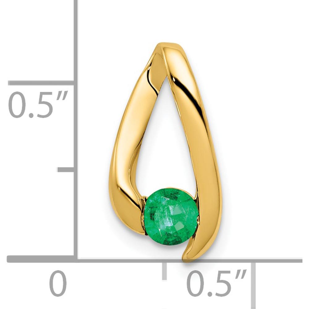 14K Yellow Gold 4mm Round Emerald Pendant with Faceted Stone - 0.28 Carat Total Emerald Weight by Monteluci Fine Jewelry