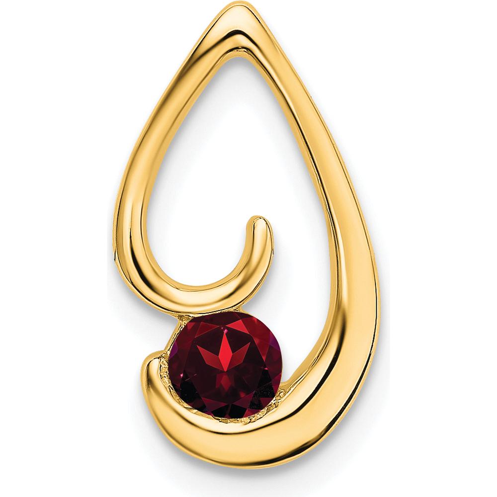 14K Yellow Gold 4mm Round Garnet Teardrop Pendant - 0.25 Carat Garnet by Lumare Gioia