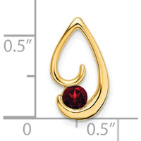 14K Yellow Gold 4mm Round Garnet Teardrop Pendant - 0.25 Carat Garnet by Lumare Gioia