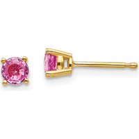 14K Yellow Gold 4mm Round Pink Sapphire Stud Earrings - 0.36 Carat Total Gem Weight by Monteluci Fine Jewelry