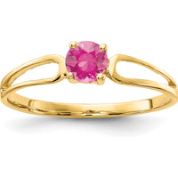 14K Yellow Gold 4mm Round Pink Tourmaline Ring - 0.25 Carat Total Weight by Monteluci Fine Jewelry