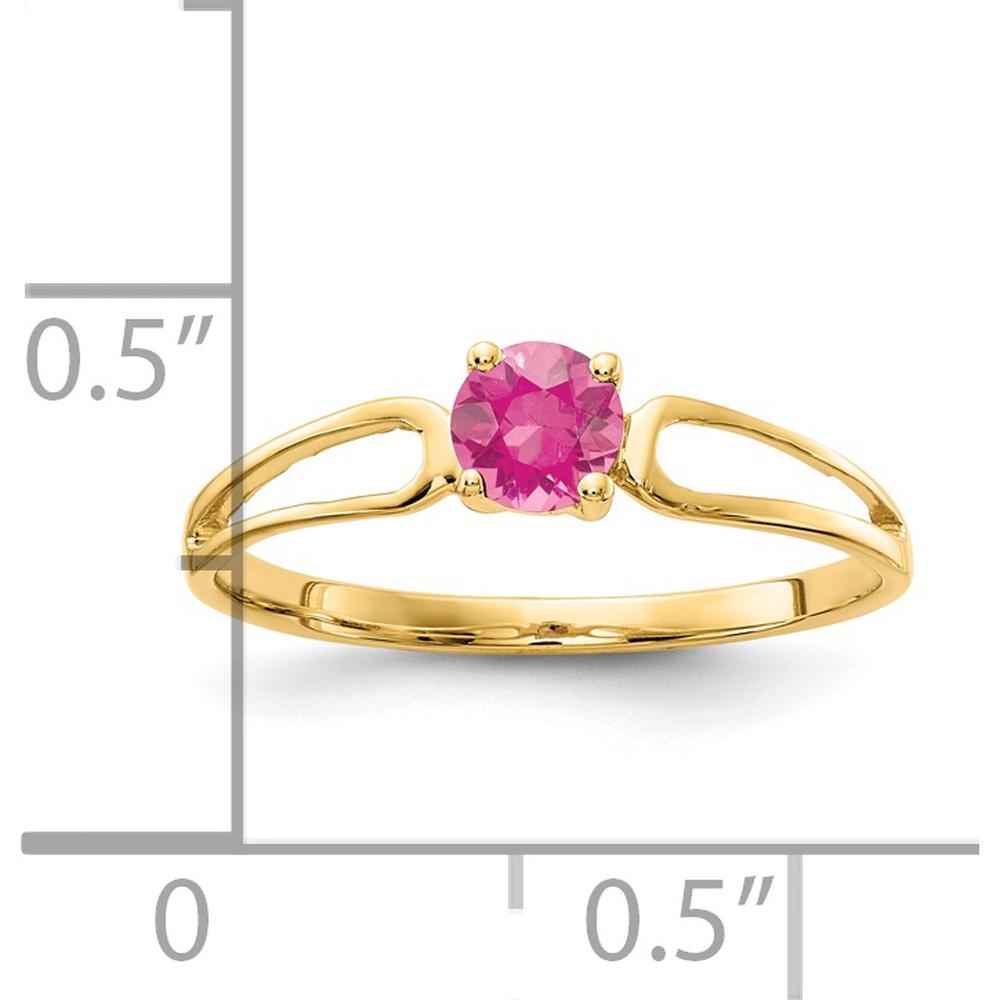 14K Yellow Gold 4mm Round Pink Tourmaline Ring - 0.25 Carat Total Weight by Monteluci Fine Jewelry
