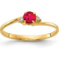 14K Yellow Gold 4mm Round Ruby and Diamond Ring with Faceted Diamonds - 0.35 Carat Total Ruby Weight by Monteluci Fine Jewelry