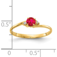 14K Yellow Gold 4mm Round Ruby and Diamond Ring with Faceted Diamonds - 0.35 Carat Total Ruby Weight by Monteluci Fine Jewelry