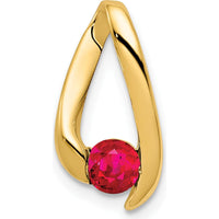 14K Yellow Gold 4mm Round Ruby Chain Slide Pendant - 0.35 Carat Total Ruby Weight by Monteluci Fine Jewelry