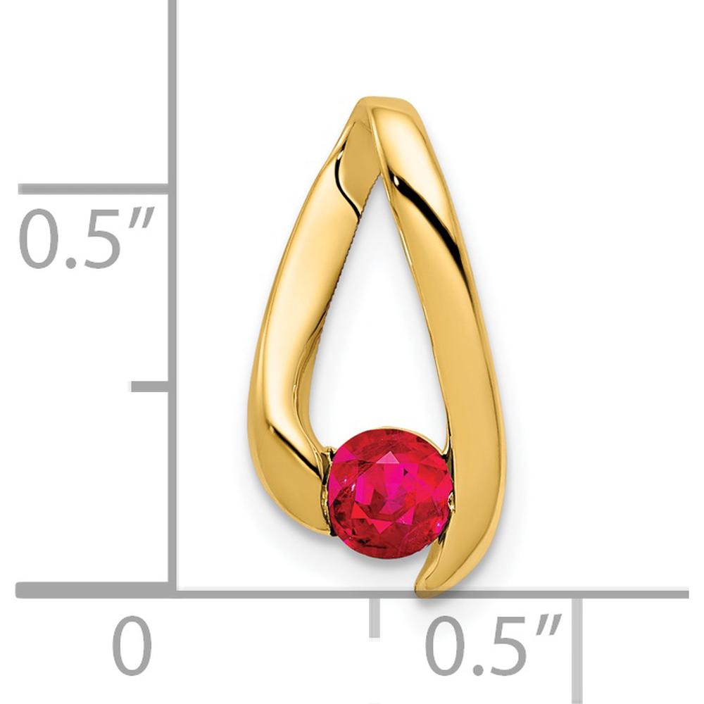 14K Yellow Gold 4mm Round Ruby Chain Slide Pendant - 0.35 Carat Total Ruby Weight by Monteluci Fine Jewelry