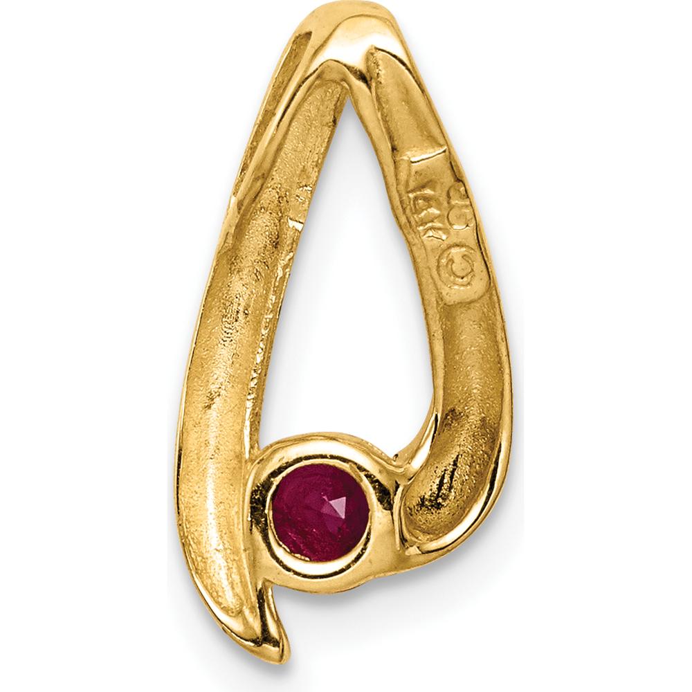 14K Yellow Gold 4mm Round Ruby Chain Slide Pendant - 0.35 Carat Total Ruby Weight by Monteluci Fine Jewelry