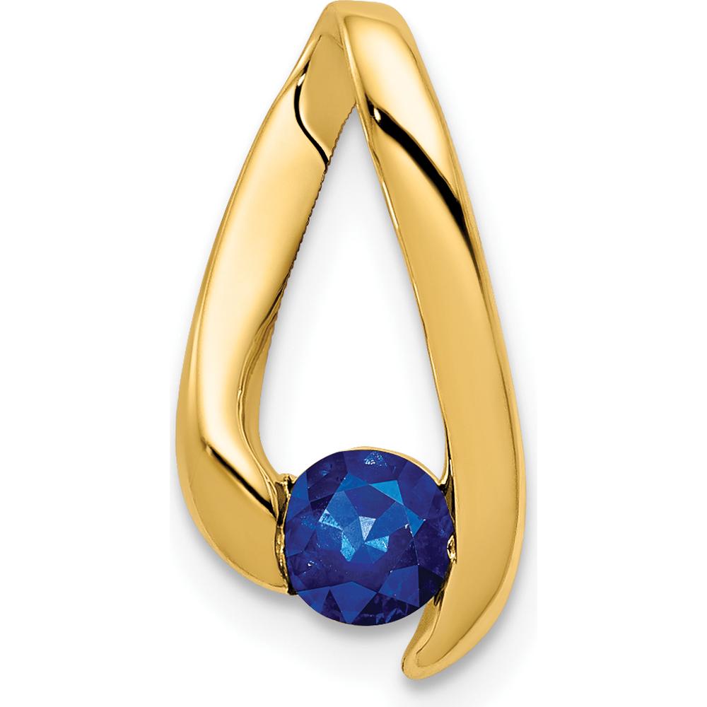 14K Yellow Gold 4mm Round Sapphire Pendant - 0.35 Carat Sapphire by Monteluci Fine Jewelry