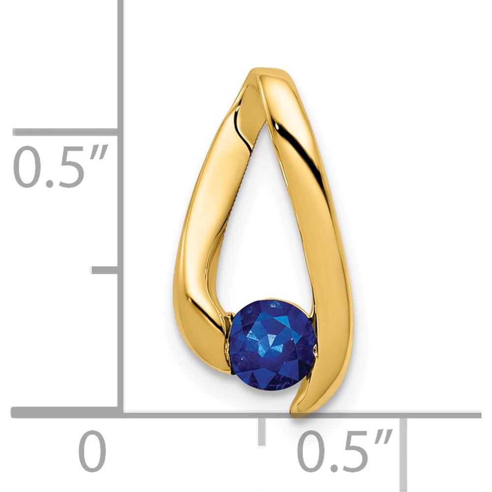 14K Yellow Gold 4mm Round Sapphire Pendant - 0.35 Carat Sapphire by Monteluci Fine Jewelry