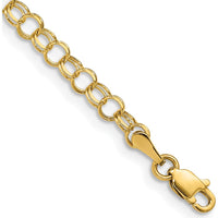 14K Yellow Gold 4mm Solid Double Link 7" Charm Bracelet by Oro Pregiato