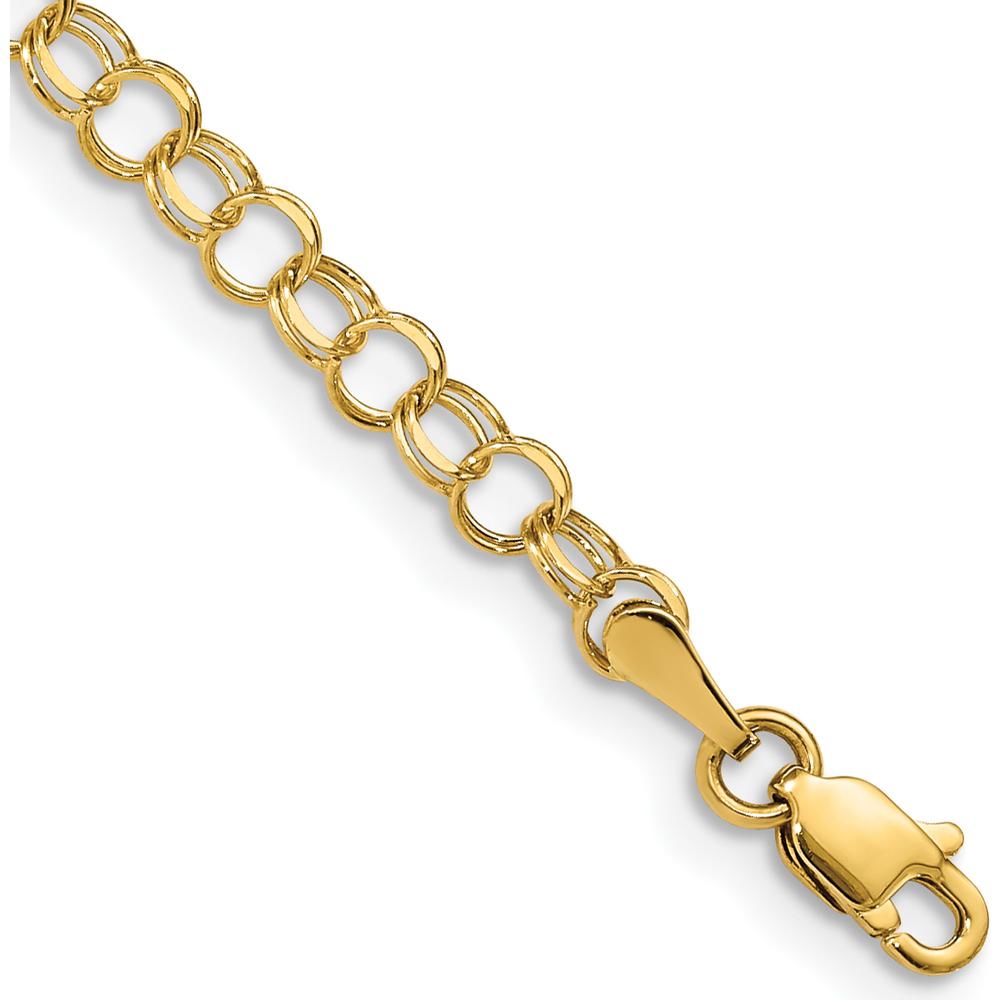 14K Yellow Gold 4mm Solid Double Link 7" Charm Bracelet by Oro Pregiato