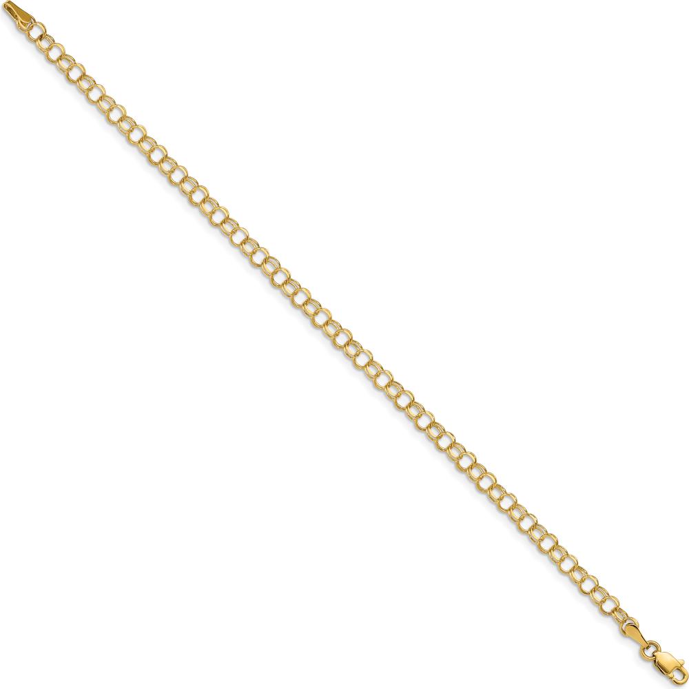 14K Yellow Gold 4mm Solid Double Link 7" Charm Bracelet by Oro Pregiato