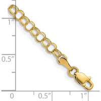 14K Yellow Gold 4mm Solid Double Link 7" Charm Bracelet by Oro Pregiato