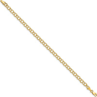 14K Yellow Gold 4mm Solid Double Link 7" Charm Bracelet - Polished Finish with Lobster Clasp by Oro Pregiato