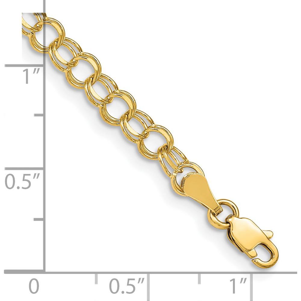 14K Yellow Gold 4mm Solid Double Link 7" Charm Bracelet - Polished Finish with Lobster Clasp by Oro Pregiato