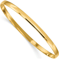14K Yellow Gold 4mm Solid Polished Half-Round Slip-On Bangle Bracelet - Elegant and Timeless by Oro Pregiato