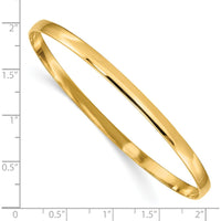 14K Yellow Gold 4mm Solid Polished Half-Round Slip-On Bangle Bracelet - Elegant and Timeless by Oro Pregiato