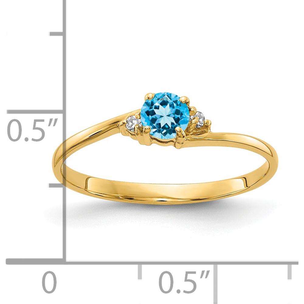 14K Yellow Gold 4mm Swiss Blue Topaz Ring with Diamond Accents - 0.31 Carat Total Gem Weight by Monteluci Fine Jewelry