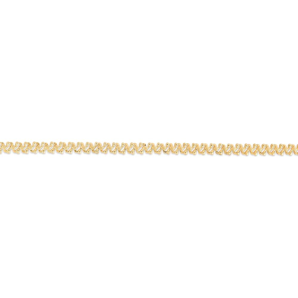 14K Yellow Gold 4mm Textured Fancy Link Chain Necklace - 17" by Orozza Fine Jewelry