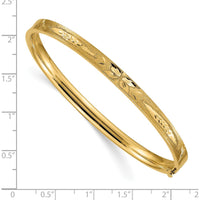 14K Yellow Gold 5.00mm Diamond-Cut Concave Hinged Oval Bangle Bracelet with Safety Bar by Oro Pregiato