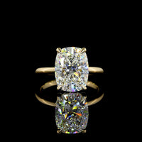 14K Yellow Gold 5.09 Carat Cushion Brilliant Cut Solitaire Ring with D VVS2 Lab Diamond - IGI Certified - Covaloro Fine Jewelry