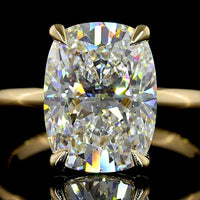 14K Yellow Gold 5.09 Carat Cushion Brilliant Cut Solitaire Ring with D VVS2 Lab Diamond - IGI Certified - Covaloro Fine Jewelry