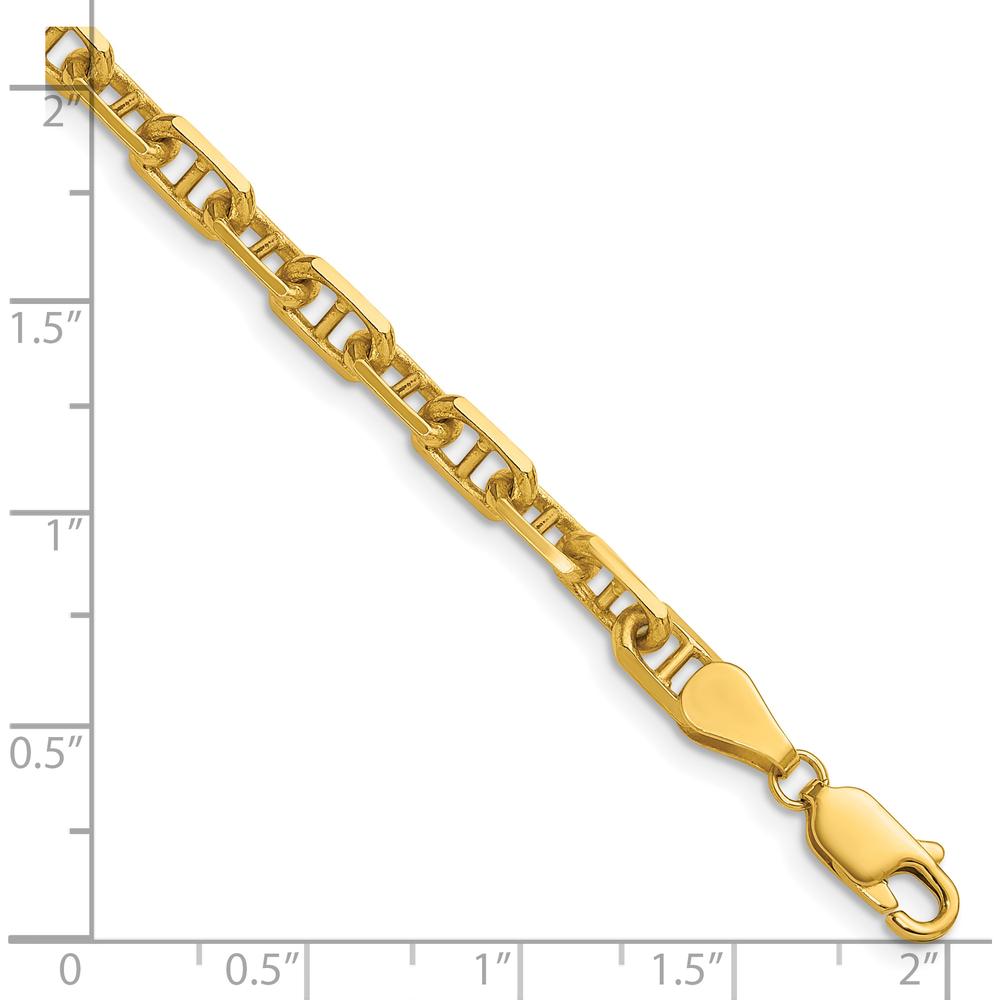 14K Yellow Gold 5.0mm Diamond-Cut Mariner Anchor Chain Bracelet - 7 Inches by Oro Pregiato