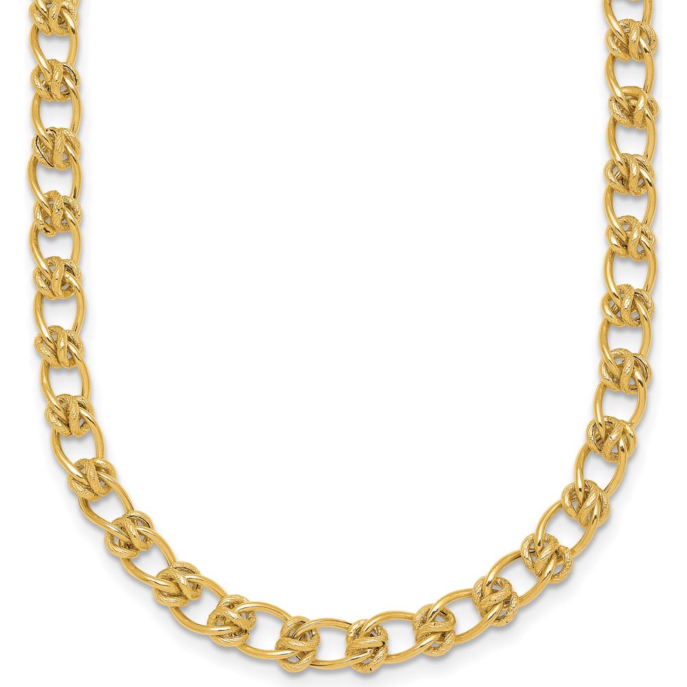 14K Yellow Gold 5.0mm Fancy Knot Link Bracelet with Polished and Textured Finish - 7.5" by 0