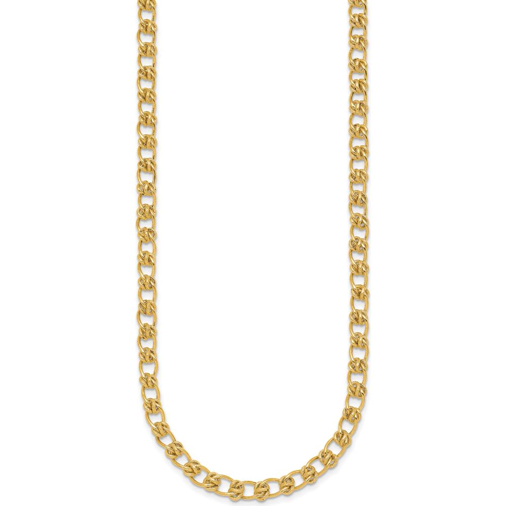 14K Yellow Gold 5.0mm Fancy Knot Link Bracelet with Polished and Textured Finish - 7.5" by 0