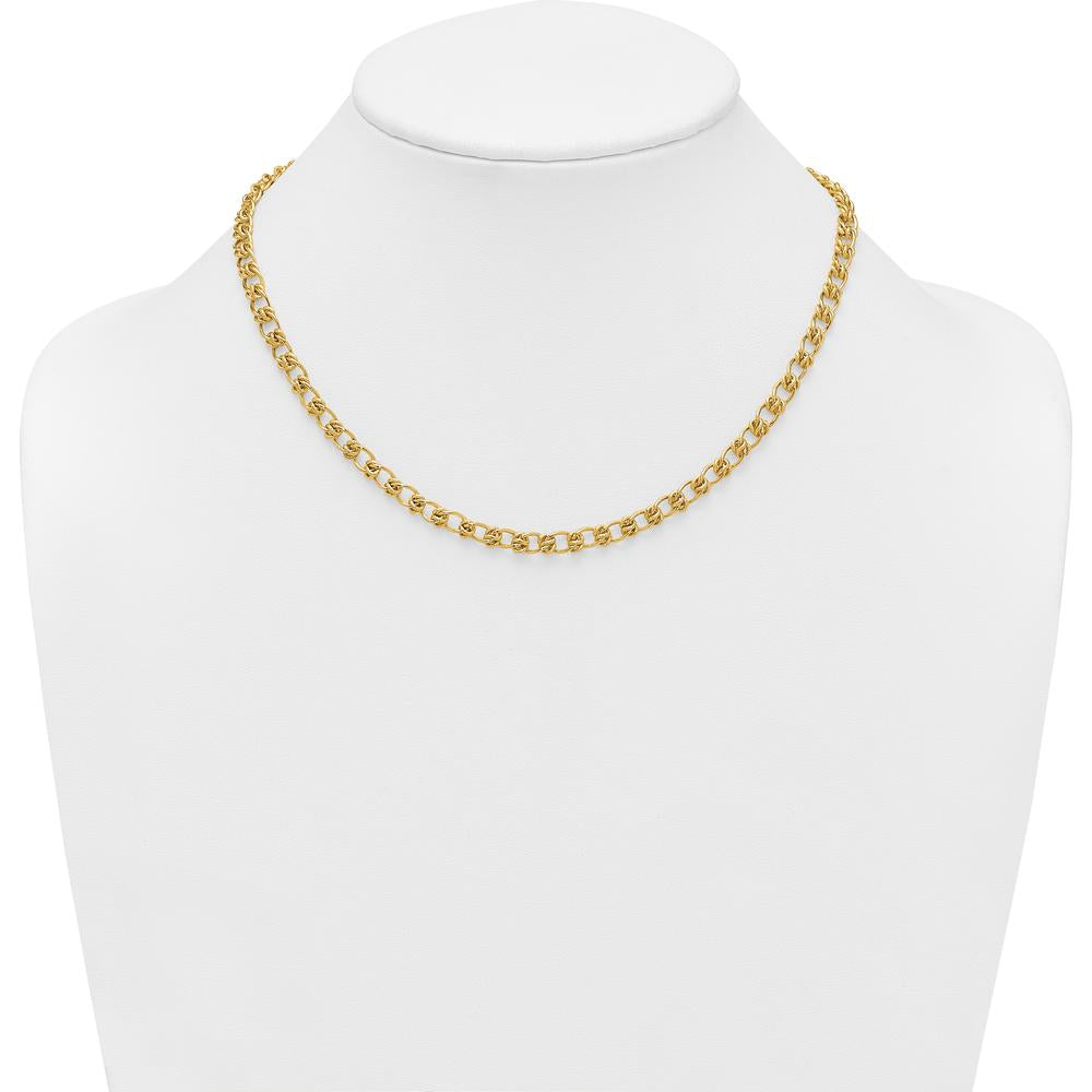 14K Yellow Gold 5.0mm Fancy Knot Link Bracelet with Polished and Textured Finish - 7.5" by 0