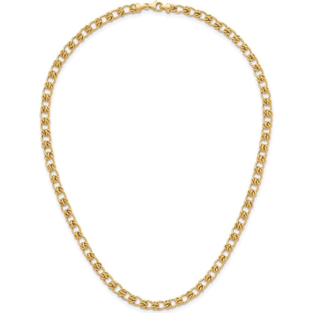 14K Yellow Gold 5.0mm Fancy Knot Link Bracelet with Polished and Textured Finish - 7.5" by 0