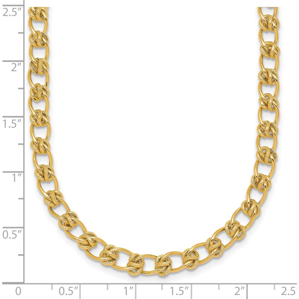 14K Yellow Gold 5.0mm Fancy Knot Link Bracelet with Polished and Textured Finish - 7.5" by 0