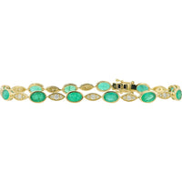 14K Yellow Gold 5.10 Carat Emerald Bracelet with 0.60 Carat Diamond Accents