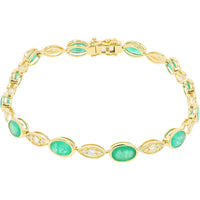 14K Yellow Gold 5.10 Carat Emerald Bracelet with 0.60 Carat Diamond Accents