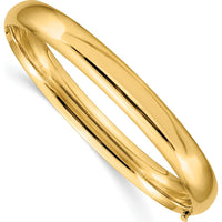 14K Yellow Gold 5/16" Oversized High Polished Hinged Oval Bangle Bracelet - 6.00mm Width by Oro Pregiato